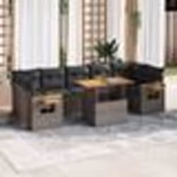 vidaXL Salon de jardin avec coussins 8 pcs gris résine tressée acacia