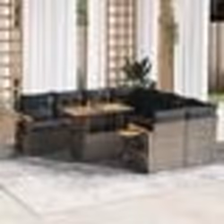 vidaXL Salon de jardin avec coussins 9 pcs gris résine tressée acacia