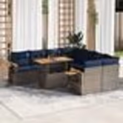 vidaXL Salon de jardin 9 pcs avec coussins gris résine tressée