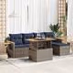 vidaXL Salon de jardin avec coussins 6 pcs gris résine tressée acacia