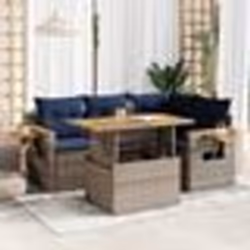 vidaXL Salon de jardin 5 pcs avec coussins gris résine tressée acacia