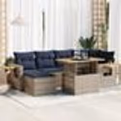 vidaXL Salon de jardin avec coussins 7 pcs noir résine tressée acacia