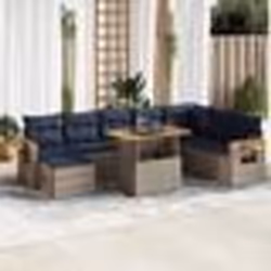 vidaXL Salon de jardin avec coussins 10 pcs gris résine tressée acacia