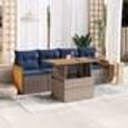 vidaXL Salon de jardin 5 pcs avec coussins gris résine tressée acacia