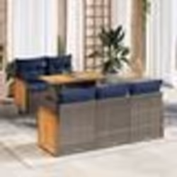 vidaXL Salon de jardin avec coussins 6 pcs gris résine tressée acacia