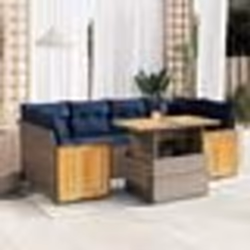 vidaXL Salon de jardin avec coussins 7 pcs gris résine tressée acacia