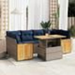 vidaXL Salon de jardin avec coussins 7 pcs gris résine tressée acacia
