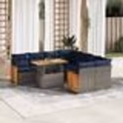 vidaXL Salon de jardin avec coussins 9 pcs gris résine tressée acacia