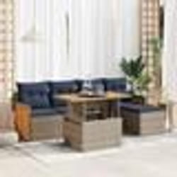 vidaXL Salon de jardin avec coussins 6 pcs gris résine tressée acacia
