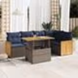 vidaXL Salon de jardin avec coussins 6 pcs gris résine tressée acacia