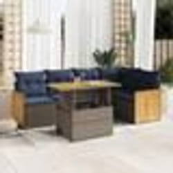 vidaXL Salon de jardin avec coussins 6 pcs gris résine tressée acacia