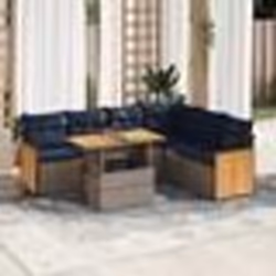 vidaXL Salon de jardin avec coussins 7 pcs gris résine tressée acacia