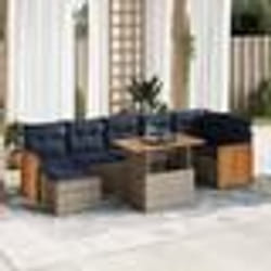 vidaXL Salon de jardin 8pcs avec coussins marron résine tressée acacia
