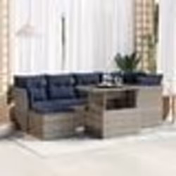 vidaXL Salon de jardin avec coussins 7 pcs gris résine tressée acacia