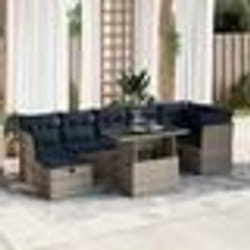 vidaXL Salon de jardin 8pcs avec coussins marron résine tressée acacia