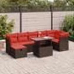 vidaXL Salon de jardin avec coussins 8 pcs noir résine tressée acacia