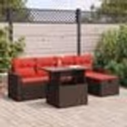 vidaXL Salon de jardin 6 pcs avec coussins noir résine tressée acacia