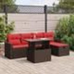 vidaXL Salon de jardin 6 pcs avec coussins noir résine tressée acacia