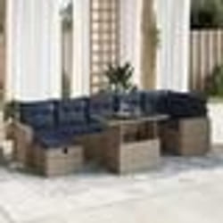 vidaXL Salon de jardin 8pcs avec coussins marron résine tressée acacia