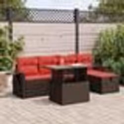 vidaXL Salon de jardin 6 pcs avec coussins noir résine tressée acacia
