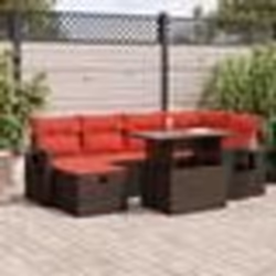 vidaXL Salon de jardin avec coussins 7 pcs noir résine tressée acacia