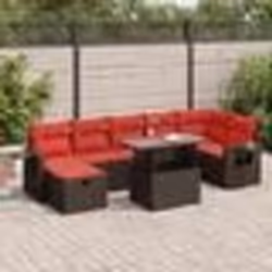 vidaXL Salon de jardin avec coussins 8 pcs noir résine tressée acacia