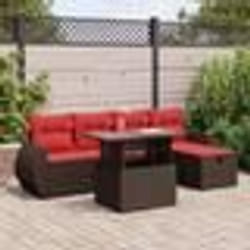 vidaXL Salon de jardin 6 pcs avec coussins noir résine tressée acacia