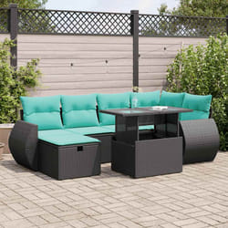 Salon De Jardin Avec Coussins 7 Pcs Gris Résine Tressée Acacia Vidaxl