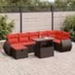 vidaXL Salon de jardin avec coussins 8 pcs noir résine tressée acacia