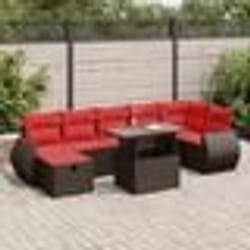 vidaXL Salon de jardin avec coussins 8 pcs noir résine tressée acacia