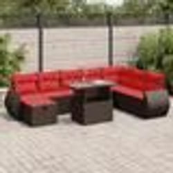 vidaXL Salon de jardin avec coussins 9 pcs noir résine tressée acacia
