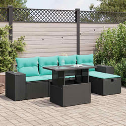 Salon De Jardin Avec Coussins 6 Pcs Gris Résine Tressée Acacia Vidaxl