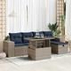 vidaXL Salon de jardin avec coussins 6pcs marron résine tressée acacia