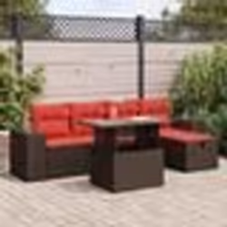 vidaXL Salon de jardin 6 pcs avec coussins noir résine tressée acacia