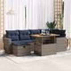 vidaXL Salon de jardin avec coussins 7 pcs noir résine tressée acacia