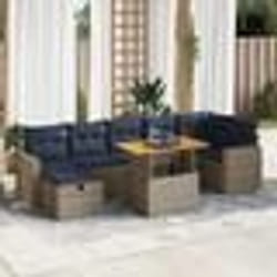 vidaXL Salon de jardin 8pcs avec coussins marron résine tressée acacia