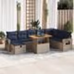 vidaXL Salon de jardin avec coussins 9 pcs gris résine tressée acacia
