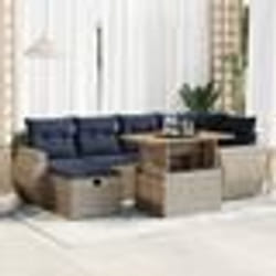 vidaXL Salon de jardin avec coussins 7pcs marron résine tressée acacia