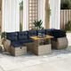 vidaXL Salon de jardin avec coussins 8 pcs gris résine tressée acacia