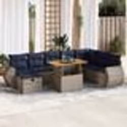 vidaXL Salon de jardin avec coussins 9 pcs noir résine tressée acacia