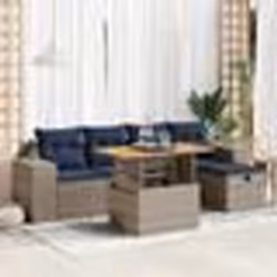 vidaXL Salon de jardin 6 pcs avec coussins noir résine tressée acacia