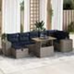 vidaXL Salon de jardin 8pcs avec coussins marron résine tressée acacia