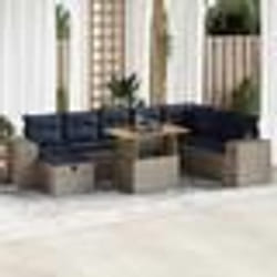 vidaXL Salon de jardin avec coussins 9 pcs gris résine tressée acacia