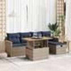 vidaXL Salon de jardin avec coussins 6 pcs gris résine tressée acacia