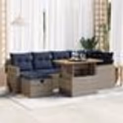 vidaXL Salon de jardin avec coussins 7 pcs noir résine tressée acacia
