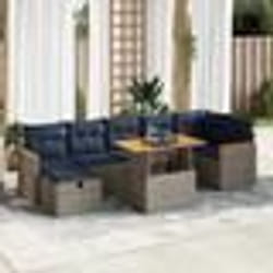 vidaXL Salon de jardin 8pcs avec coussins marron résine tressée acacia