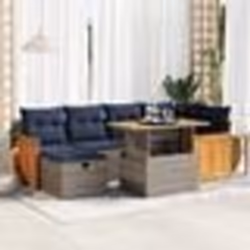 vidaXL Salon de jardin avec coussins 7 pcs noir résine tressée acacia