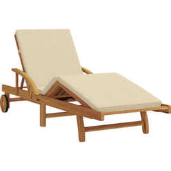 Vidaxl - Chaise longue pliable avec roues & coussin Beige en bois d'acacia massif
