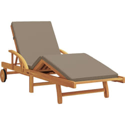 Vidaxl - Chaise longue pliable avec roues et coussin taupe en bois massif d'acacia
