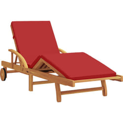 Vidaxl - Chaise Longue Pliante avec Roues & Coussin Rouge Bois Massif Acacia
